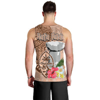 Guam Seal and Latte Stone With Ethnic Tapa Pattern Men Tank Top Peach Fuzz Color LT03 - Polynesian Pride