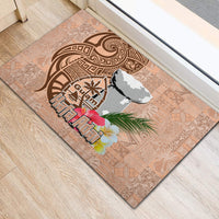 Guam Seal and Latte Stone With Ethnic Tapa Pattern Rubber Doormat Peach Fuzz Color LT03 - Polynesian Pride