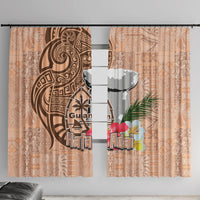 Guam Seal and Latte Stone With Ethnic Tapa Pattern Window Curtain Peach Fuzz Color LT03 With Hooks Peach Fuzz - Polynesian Pride