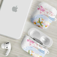 Hawaiian and Japanese Culture Together AirPods Case Tribal Motifs with Lei and Japanese Sakura Pattern