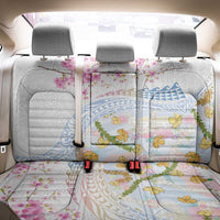 Hawaiian and Japanese Culture Together Back Car Seat Cover Tribal Motifs with Lei and Japanese Sakura Pattern