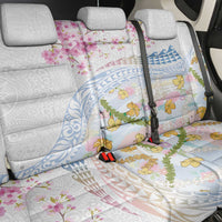 Hawaiian and Japanese Culture Together Back Car Seat Cover Tribal Motifs with Lei and Japanese Sakura Pattern