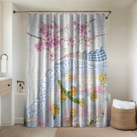 Hawaiian and Japanese Culture Together Bathroom Set Tribal Motifs with Lei and Japanese Sakura Pattern