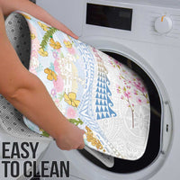 Hawaiian and Japanese Culture Together Bathroom Set Tribal Motifs with Lei and Japanese Sakura Pattern