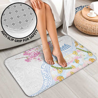 Hawaiian and Japanese Culture Together Bathroom Set Tribal Motifs with Lei and Japanese Sakura Pattern