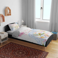 Hawaiian and Japanese Culture Together Bedding Set Tribal Motifs with Lei and Japanese Sakura Pattern LT03 - Polynesian Pride