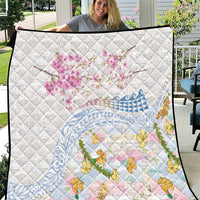 Hawaiian and Japanese Culture Together Quilt Tribal Motifs with Lei and Japanese Sakura Pattern