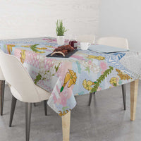 Hawaiian and Japanese Culture Together Tablecloth Tribal Motifs with Lei and Japanese Sakura Pattern LT03 - Polynesian Pride