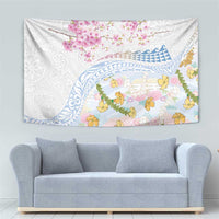 Hawaiian and Japanese Culture Together Tapestry Tribal Motifs with Lei and Japanese Sakura Pattern LT03 - Polynesian Pride