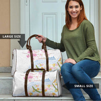 Hawaiian and Japanese Culture Together Travel Bag Tribal Motifs with Lei and Japanese Sakura Pattern