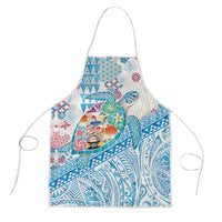 Hawaiian and Japanese Culture Together Apron Tropical Honu with Japanese Elements Blue Color LT03 Blue - Polynesian Pride