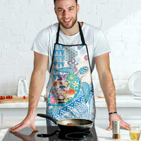 Hawaiian and Japanese Culture Together Apron Tropical Honu with Japanese Elements Blue Color LT03 - Polynesian Pride