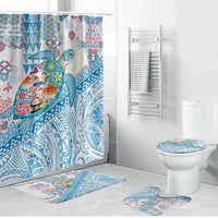 Hawaiian and Japanese Culture Together Bathroom Set Tropical Honu with Japanese Elements Blue Color LT03 Bathroom Set (4 pcs) Blue - Polynesian Pride