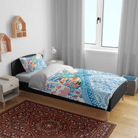 Hawaiian and Japanese Culture Together Bedding Set Tropical Honu with Japanese Elements Blue Color LT03 - Polynesian Pride