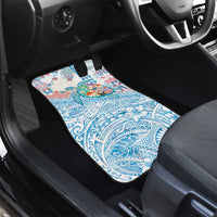 Hawaiian and Japanese Culture Together Car Mats Tropical Honu with Japanese Elements Blue Color LT03 - Polynesian Pride