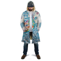 Hawaiian and Japanese Culture Together Cloak Tropical Honu with Japanese Elements Blue Color LT03 - Polynesian Pride