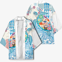 Hawaiian and Japanese Culture Together Kimono Tropical Honu with Japanese Elements Blue Color LT03 - Polynesian Pride