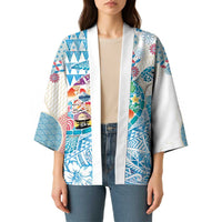 Hawaiian and Japanese Culture Together Kimono Tropical Honu with Japanese Elements Blue Color LT03 - Polynesian Pride