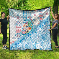 Hawaiian and Japanese Culture Together Quilt Tropical Honu with Japanese Elements Blue Color LT03 - Polynesian Pride