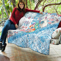 Hawaiian and Japanese Culture Together Quilt Tropical Honu with Japanese Elements Blue Color LT03 - Polynesian Pride
