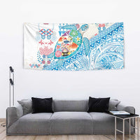 Hawaiian and Japanese Culture Together Tapestry Tropical Honu with Japanese Elements Blue Color LT03 - Polynesian Pride