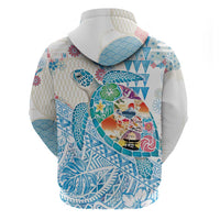 Hawaiian and Japanese Culture Together Zip Hoodie Tropical Honu with Japanese Elements Blue Color LT03 - Polynesian Pride