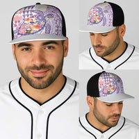 Hawaiian and Japanese Culture Together Baseball Net Cap Tropical Honu with Japanese Elements Purple Color