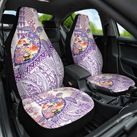 Hawaiian and Japanese Culture Together Car Seat Cover Tropical Honu with Japanese Elements Purple Color