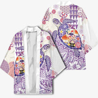 Hawaiian and Japanese Culture Together Kimono Tropical Honu with Japanese Elements Purple Color LT03 - Polynesian Pride