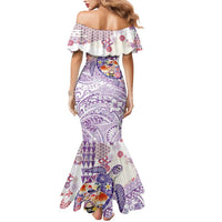 Hawaiian and Japanese Culture Together Mermaid Dress Tropical Honu with Japanese Elements Purple Color
