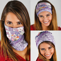 Hawaiian and Japanese Culture Together Neck Gaiter Tropical Honu with Japanese Elements Purple Color LT03 - Polynesian Pride