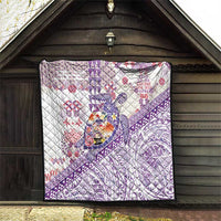 Hawaiian and Japanese Culture Together Quilt Tropical Honu with Japanese Elements Purple Color