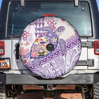 Hawaiian and Japanese Culture Together Spare Tire Cover Tropical Honu with Japanese Elements Purple Color