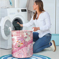 Hawaiian and Japanese Culture Together Laundry Basket Tropical Honu with Japanese Elements Pink Color LT03 - Polynesian Pride