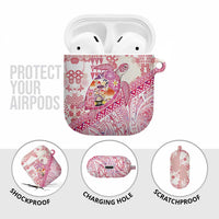 Hawaiian and Japanese Culture Together AirPods Case Tropical Honu with Japanese Elements Pink Color