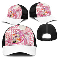 Hawaiian and Japanese Culture Together Baseball Net Cap Tropical Honu with Japanese Elements Pink Color LT03 - Polynesian Pride