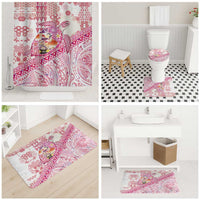 Hawaiian and Japanese Culture Together Bathroom Set Tropical Honu with Japanese Elements Pink Color