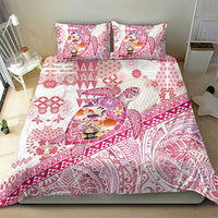 Hawaiian and Japanese Culture Together Bedding Set Tropical Honu with Japanese Elements Pink Color LT03 - Polynesian Pride