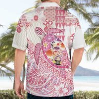 Hawaiian and Japanese Culture Together Hawaiian Shirt Tropical Honu with Japanese Elements Pink Color