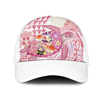 Hawaiian and Japanese Culture Together Mesh Trucker Cap Tropical Honu with Japanese Elements Pink Color LT03 One Size White Pink - Polynesian Pride