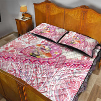 Hawaiian and Japanese Culture Together Quilt Bed Set Tropical Honu with Japanese Elements Pink Color LT03 - Polynesian Pride