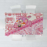 Hawaiian and Japanese Culture Together Tablecloth Tropical Honu with Japanese Elements Pink Color LT03 Pink - Polynesian Pride
