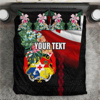 Personalised Tonga Emancipation Day Bedding Set Flag Map and Hibiscus Flower Ngatu Pattern