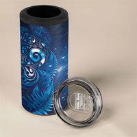 Aotearoa New Zealand New Year 4 in 1 Can Cooler Tumbler Tribal Koru Tattoo Blue Galaxy Maori Silver Fern