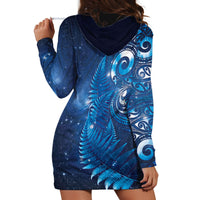 Aotearoa New Zealand New Year Hoodie Dress Tribal Koru Tattoo Blue Galaxy Maori Silver Fern