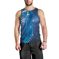 Aotearoa New Zealand New Year Men Tank Top Tribal Koru Tattoo Blue Galaxy Maori Silver Fern