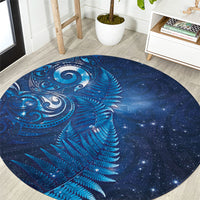 Aotearoa New Zealand New Year Round Carpet Tribal Koru Tattoo Blue Galaxy Maori Silver Fern