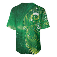 Aotearoa New Zealand New Year Baseball Jersey Tribal Koru Tattoo Green Galaxy Maori Silver Fern