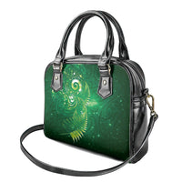Aotearoa New Zealand New Year Shoulder Handbag Tribal Koru Tattoo Green Galaxy Maori Silver Fern