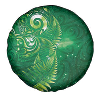 Aotearoa New Zealand New Year Spare Tire Cover Tribal Koru Tattoo Green Galaxy Maori Silver Fern